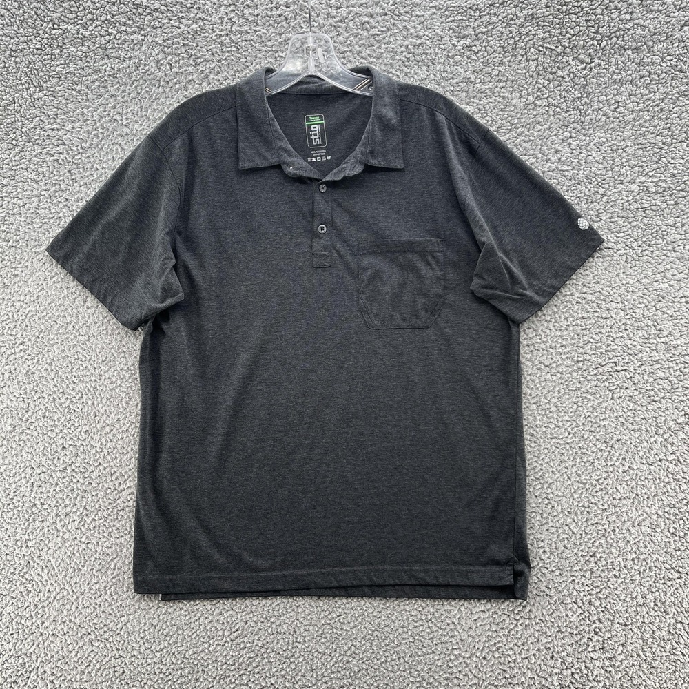 Stio Polo Shirt Mens Large Gray Jersey Pocket Casual Soft Knit Outdoor Hiking